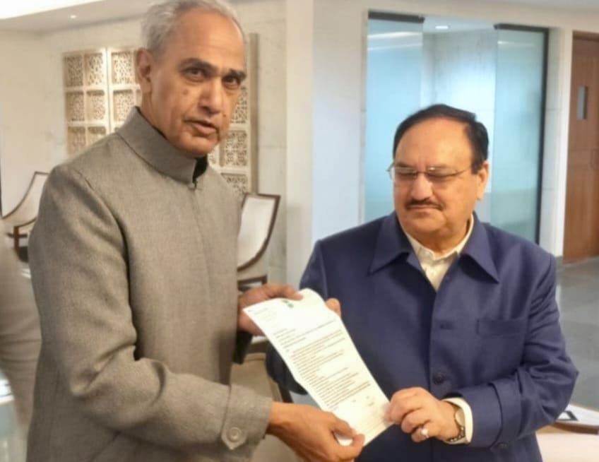 देवली ,टोंक-सवाई माधोपुर सांसद हरीश चन्द्र मीना ने रसायन एवं उर्वरक मंत्री जे.पी. नड्डा से मुलाका�