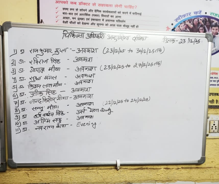 देवली,राजकीय उप जिला चिकित्सालय देवली में मंगलवार को अजीबोगरीब स्थिति देखने को मिली, जहां साल के 