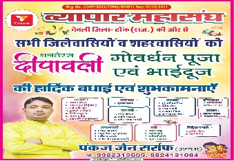 देवली,रजिस्टर्ड व्यापार महासंघ के अध्यक्ष पंकज जेन ने अपनी कार्यकारिणी की घोषणा की जिसमे 7 संरक्