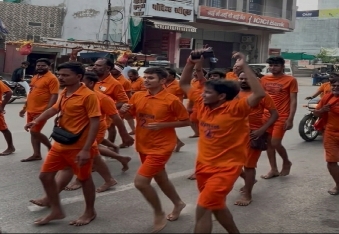 2700 किमी की 'नान स्टॉप' डाक कावड़ यात्रा का देवली में जोरदार स्वागत, गूंजे बम-बम भोले के जयकारे